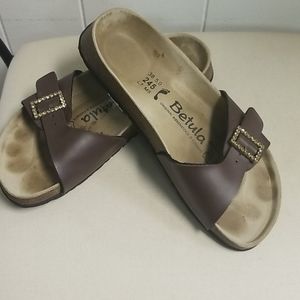 Birkenstocks sz 38 betula brown crystal slides
